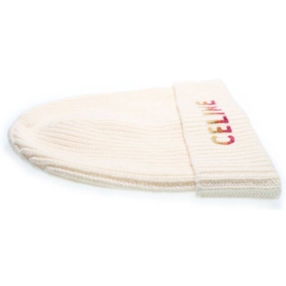 Celine 22 AW Gradient Logo Embroidered Beanie Knit Hat 2 A07 Z666 Q White main image 8